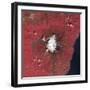 Satellite View of Mount Etna Emitting Plumes of Volcanic Gases-null-Framed Photographic Print