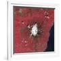 Satellite View of Mount Etna Emitting Plumes of Volcanic Gases-null-Framed Photographic Print