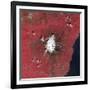 Satellite View of Mount Etna Emitting Plumes of Volcanic Gases-null-Framed Photographic Print