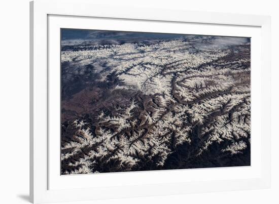 Satellite view of mountain range, The Himalayas, Punjab, Pakistan-null-Framed Photographic Print