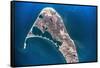 Satellite view of Nantucket Island, Cape Coad, Massachusetts, USA-null-Framed Stretched Canvas