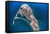 Satellite view of Nantucket Island, Cape Coad, Massachusetts, USA-null-Framed Stretched Canvas