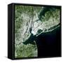 Satellite View of New York City-Stocktrek Images-Framed Stretched Canvas