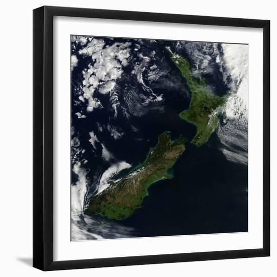 Satellite View of New Zealand-Stocktrek Images-Framed Photographic Print