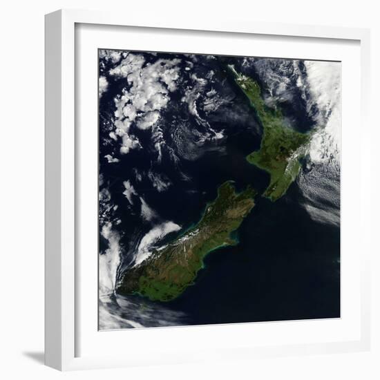 Satellite View of New Zealand-Stocktrek Images-Framed Photographic Print