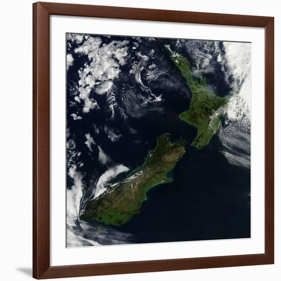 Satellite View of New Zealand-Stocktrek Images-Framed Photographic Print