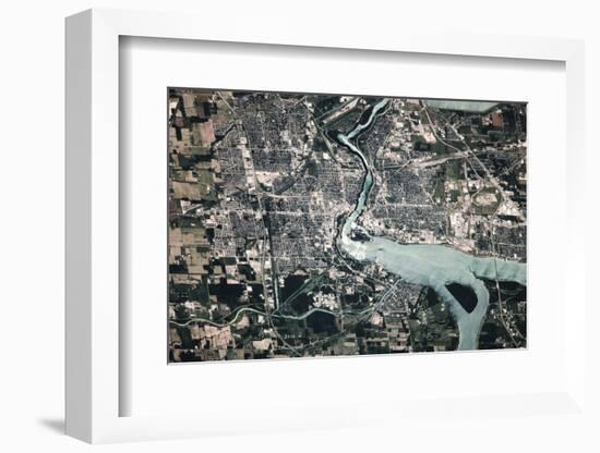 Satellite view of Niagara Falls, New York-Ontario, USA-Canada-null-Framed Photographic Print