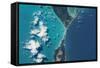 Satellite view of North Eleuthera Island, Bahamas-null-Framed Stretched Canvas