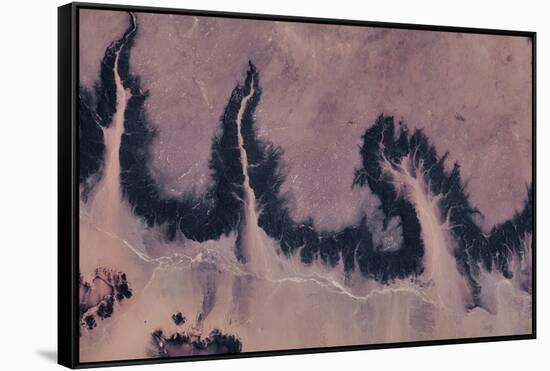 Satellite view of river near Agades, Niger-null-Framed Stretched Canvas