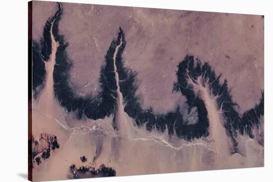 Satellite view of river near Agades, Niger-null-Stretched Canvas
