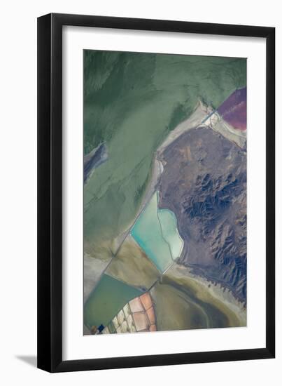 Satellite view of salt evaporation ponds at Great Salt Lake, Utah, USA-null-Framed Photographic Print