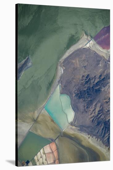 Satellite view of salt evaporation ponds at Great Salt Lake, Utah, USA-null-Stretched Canvas