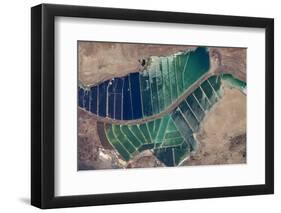 Satellite view of salt evaporation ponds in Jordan-Israel border-null-Framed Photographic Print