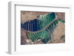 Satellite view of salt evaporation ponds in Jordan-Israel border-null-Framed Photographic Print