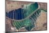 Satellite view of salt evaporation ponds in Jordan-Israel border-null-Mounted Photographic Print