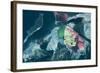 Satellite view of salt fields near Great Salt Lake, Utah, USA-null-Framed Photographic Print