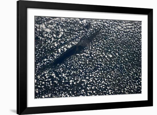 Satellite view of scattered clouds over landscape near Valavsk, Homiel Province, Belarus-null-Framed Photographic Print