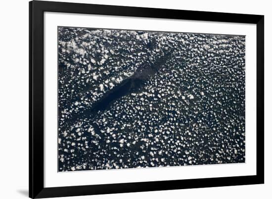 Satellite view of scattered clouds over landscape near Valavsk, Homiel Province, Belarus-null-Framed Photographic Print