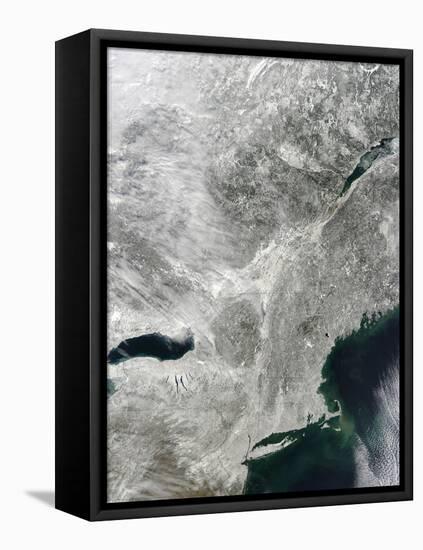 Satellite View of Snow Cover in the Northeastern United States-null-Framed Stretched Canvas