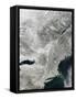 Satellite View of Snow Cover in the Northeastern United States-null-Framed Stretched Canvas