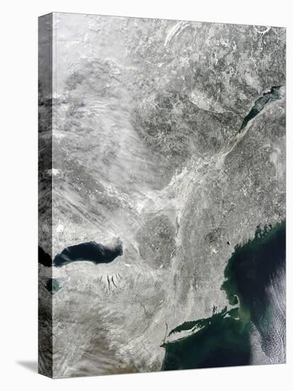 Satellite View of Snow Cover in the Northeastern United States-null-Stretched Canvas