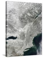 Satellite View of Snow Cover in the Northeastern United States-null-Stretched Canvas