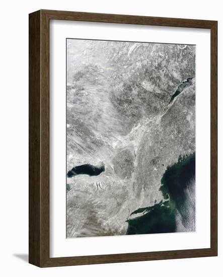 Satellite View of Snow Cover in the Northeastern United States-null-Framed Photographic Print