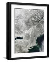 Satellite View of Snow Cover in the Northeastern United States-null-Framed Photographic Print