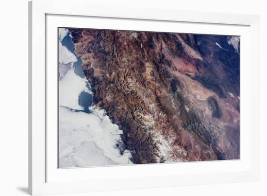 Satellite view of snow covered mountains near Paiguano, Coquimbo Region, Chile-null-Framed Photographic Print