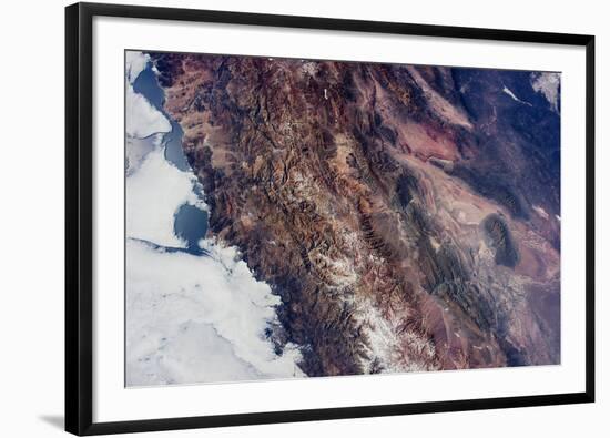 Satellite view of snow covered mountains near Paiguano, Coquimbo Region, Chile-null-Framed Photographic Print