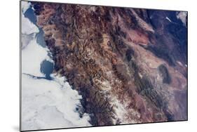 Satellite view of snow covered mountains near Paiguano, Coquimbo Region, Chile-null-Mounted Photographic Print