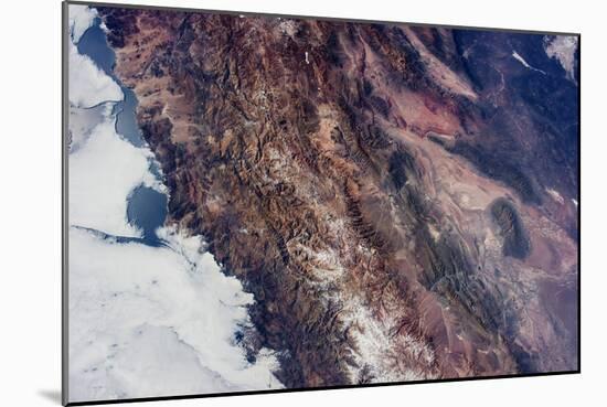 Satellite view of snow covered mountains near Paiguano, Coquimbo Region, Chile-null-Mounted Photographic Print