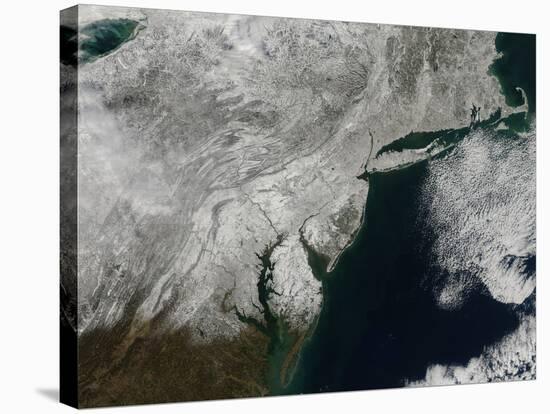 Satellite View of Snow in the Northeastern United States-null-Stretched Canvas