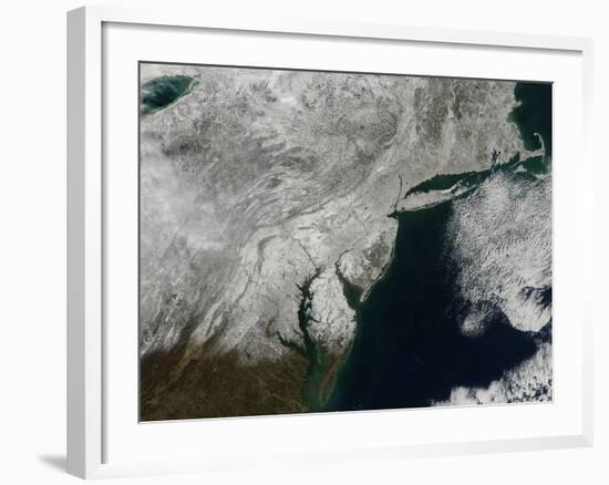 Satellite View of Snow in the Northeastern United States-null-Framed Photographic Print