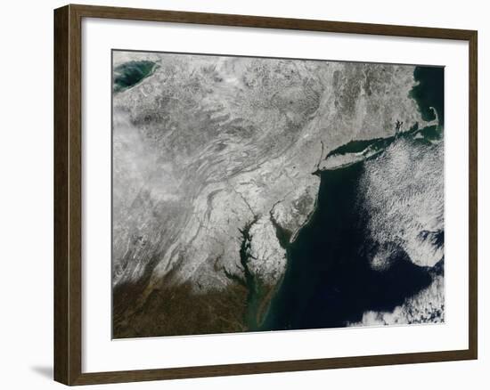 Satellite View of Snow in the Northeastern United States-null-Framed Photographic Print