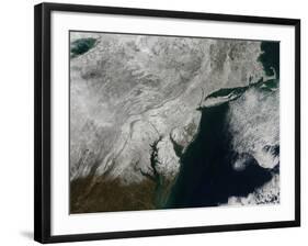 Satellite View of Snow in the Northeastern United States-null-Framed Photographic Print