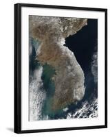 Satellite View of Snowfall Along South Korea's East Coast-Stocktrek Images-Framed Photographic Print