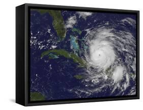 Satellite View of the Eye of Hurricane Irene as it Enters the Bahamas-Stocktrek Images-Framed Stretched Canvas