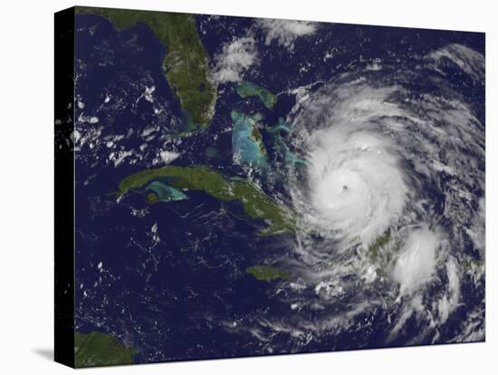 Satellite View of the Eye of Hurricane Irene as it Enters the Bahamas-Stocktrek Images-Stretched Canvas