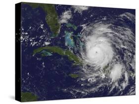 Satellite View of the Eye of Hurricane Irene as it Enters the Bahamas-Stocktrek Images-Stretched Canvas