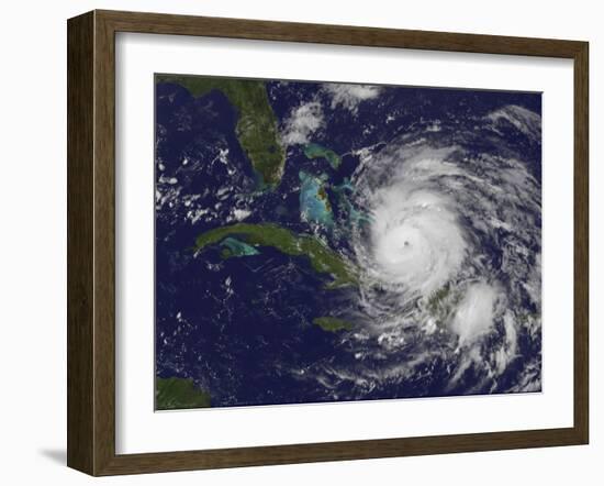 Satellite View of the Eye of Hurricane Irene as it Enters the Bahamas-Stocktrek Images-Framed Photographic Print