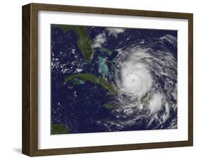 Satellite View of the Eye of Hurricane Irene as it Enters the Bahamas-Stocktrek Images-Framed Photographic Print