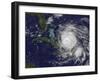 Satellite View of the Eye of Hurricane Irene as it Enters the Bahamas-Stocktrek Images-Framed Photographic Print