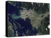 Satellite View of the Frasier River, British Columbia, Canada-Stocktrek Images-Stretched Canvas