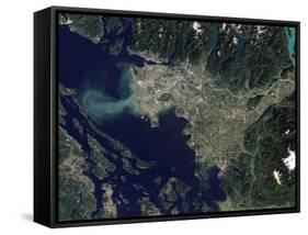 Satellite View of the Frasier River, British Columbia, Canada-Stocktrek Images-Framed Stretched Canvas