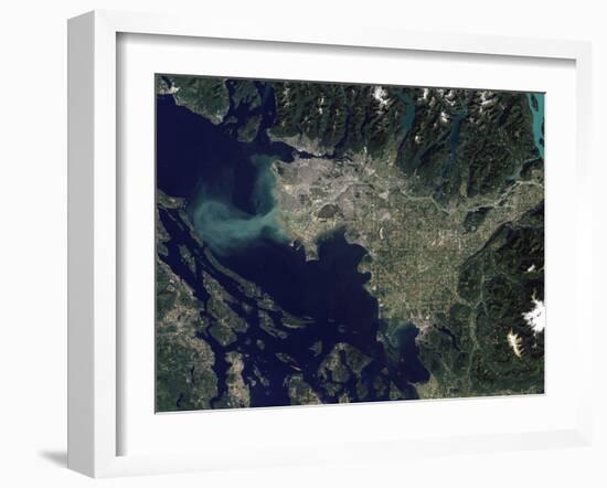 Satellite View of the Frasier River, British Columbia, Canada-Stocktrek Images-Framed Premium Photographic Print