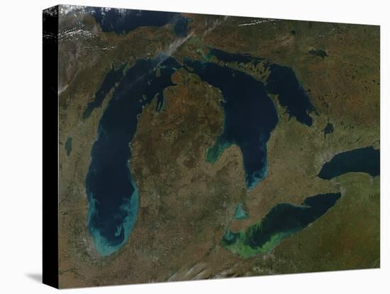 Satellite View of the Great Lakes, USA-Stocktrek Images-Stretched Canvas