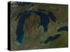 Satellite View of the Great Lakes, USA-Stocktrek Images-Stretched Canvas