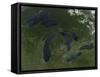 Satellite View of the Great Lakes-Stocktrek Images-Framed Stretched Canvas