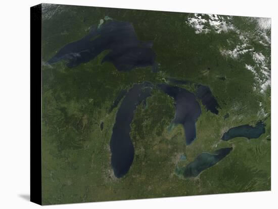 Satellite View of the Great Lakes-Stocktrek Images-Stretched Canvas